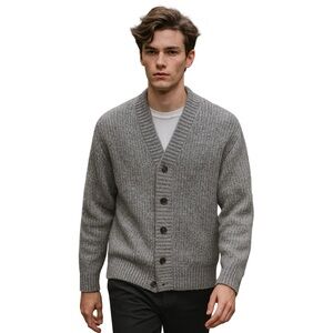 Rorie Whelan Gray Cardigan Sweater Cozy Business Casual Office Academia Preppy